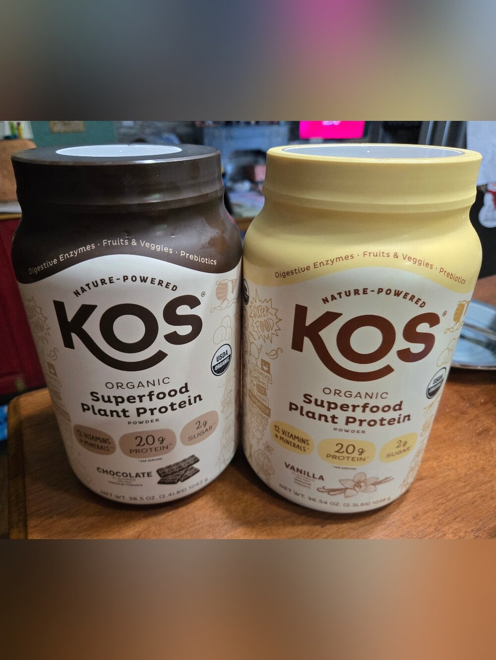 KOS Organic Superfood Plant Protein Powder - Chocolate & Vanilla -